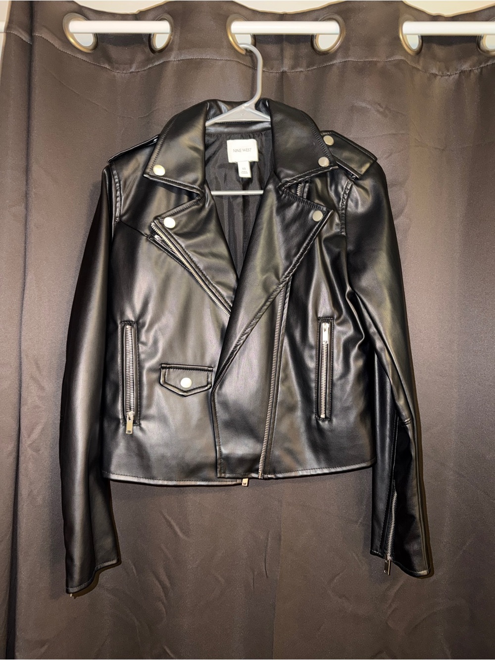 Nine West Black Faux Leather Moto Jacket